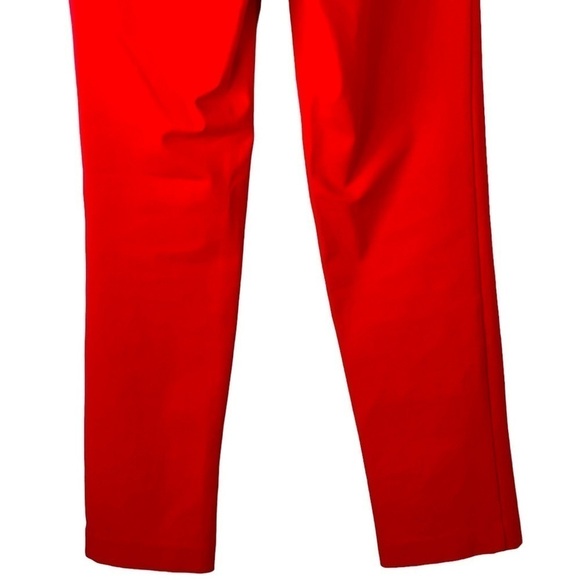 NINA MCLEMORE RED COTTON BLEND HIGH RISE SLIM TROUSER PANT - Picture 7 of 12